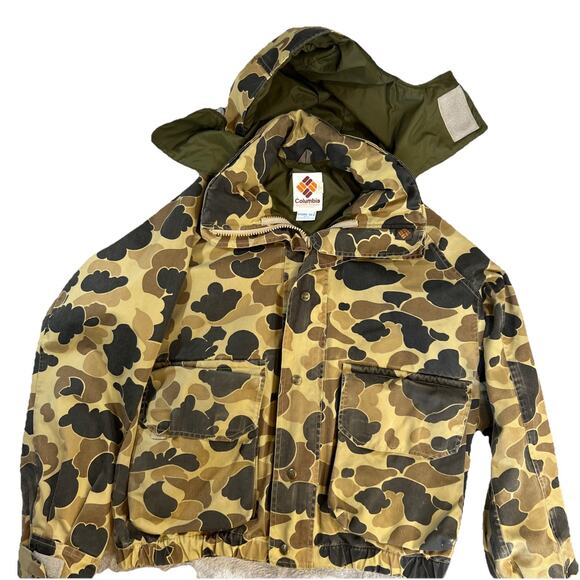 Vtg. Columbia Men's Med Duck Camo Coat Jacket Goretex Thinsulate Brown/Black - Picture 1 of 13